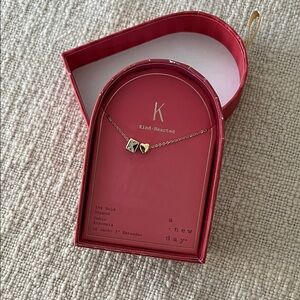 A New Day - Gold Heart and Square Pendant Necklace (Letter K)